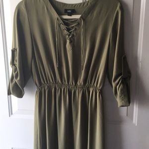 Worn once! Army green dress with neck detail